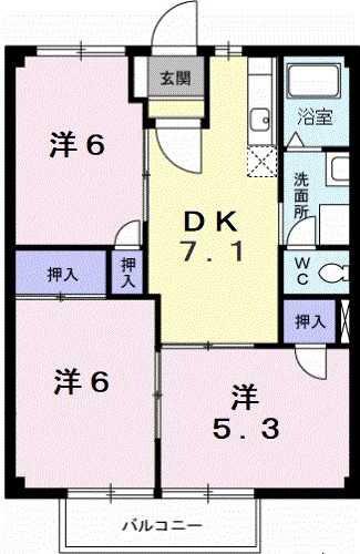 メルヘン館モリ(3DK/2階)の間取り写真