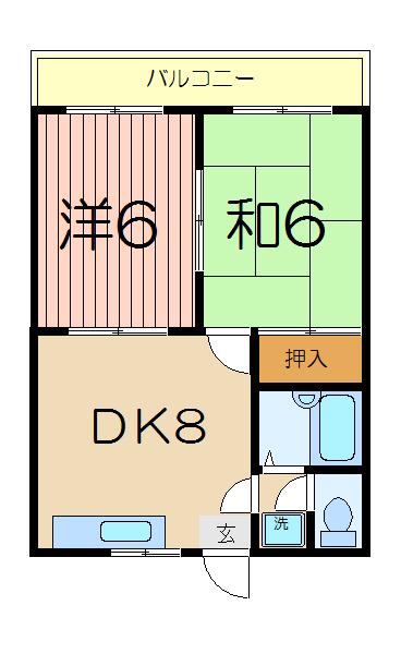 メゾンルピナス(2DK/1階)の間取り写真