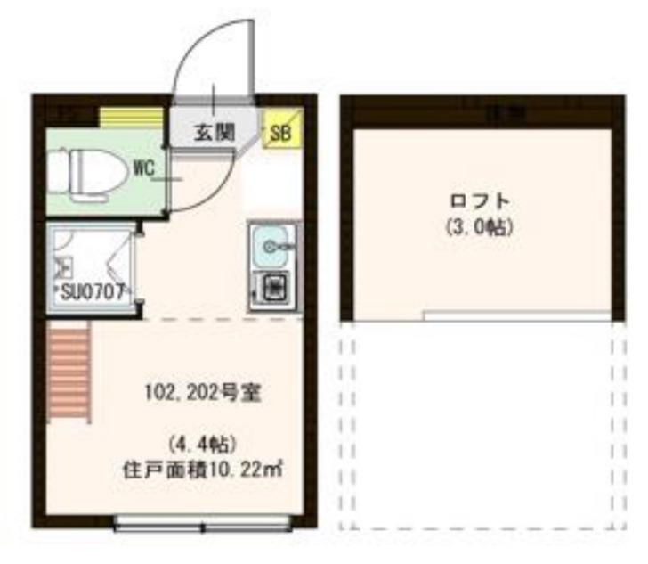 ハーモニーテラス東大井(ワンルーム/2階)の間取り写真