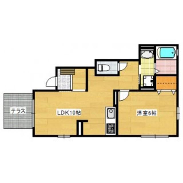 ハピネス原(1LDK/1階)の間取り写真