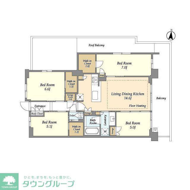 ドゥーエ町屋(4LDK/5階)の間取り写真