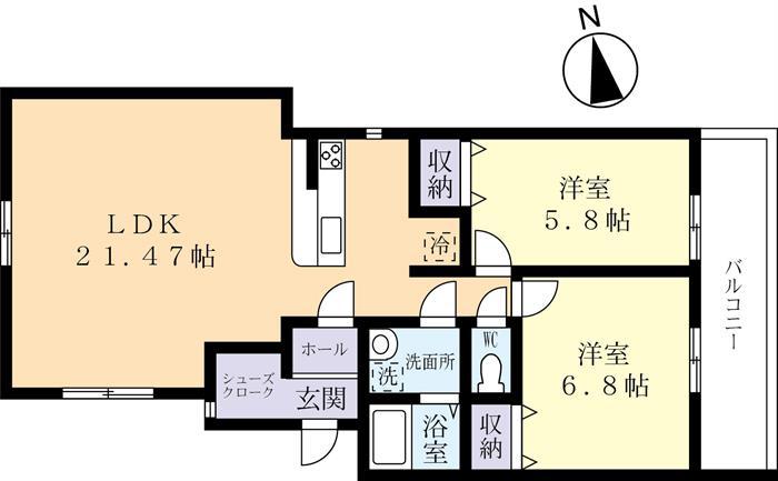 ルミテージ201(2LDK/2階)の間取り写真