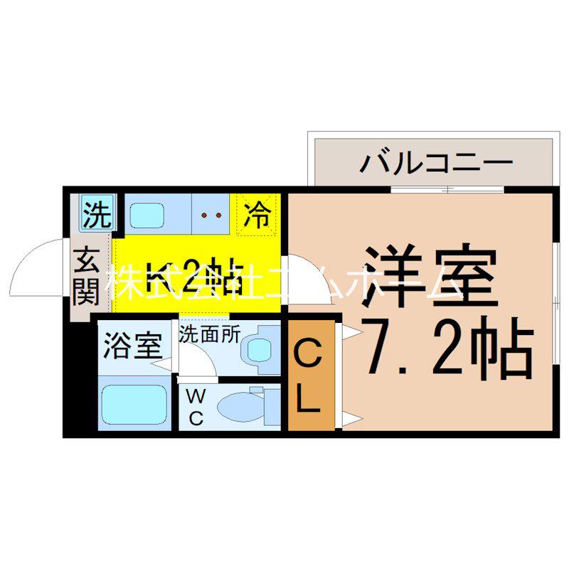 ライラック(1K/2階)の間取り写真
