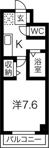 パークサイド錦 I(1K/2階)の間取り写真
