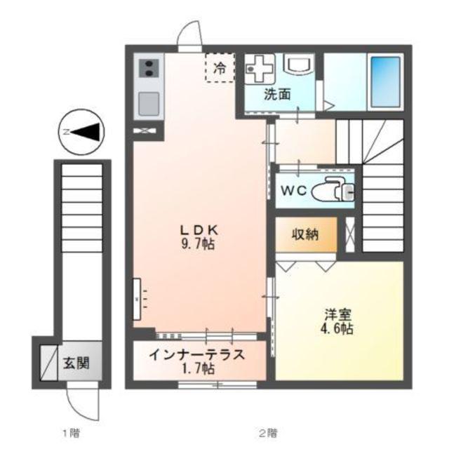 生野区巽西3丁目アパート工事(1LDK/2階)の間取り写真