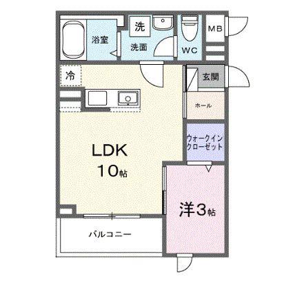 ヒカルサ志木(1LDK/2階)の間取り写真