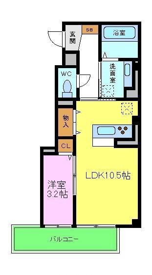 パーシモン中もず(1LDK/4階)の間取り写真