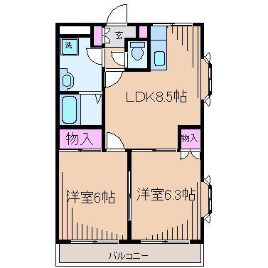 マグノリア(2LDK/1階)の間取り写真