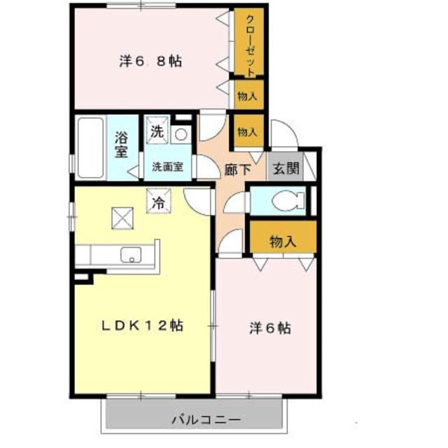 ファミール田井城(2LDK/2階)の間取り写真