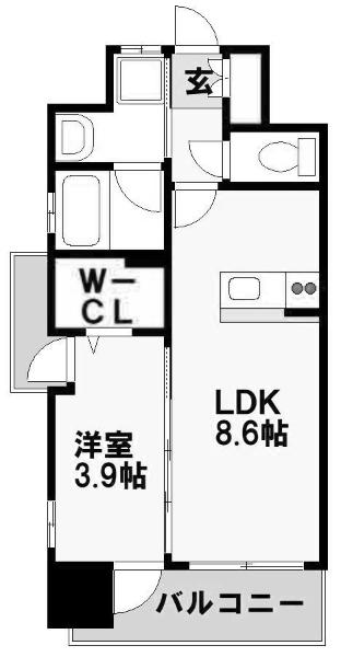 デザイナーズ ざ・片野(1LDK/9階)の間取り写真