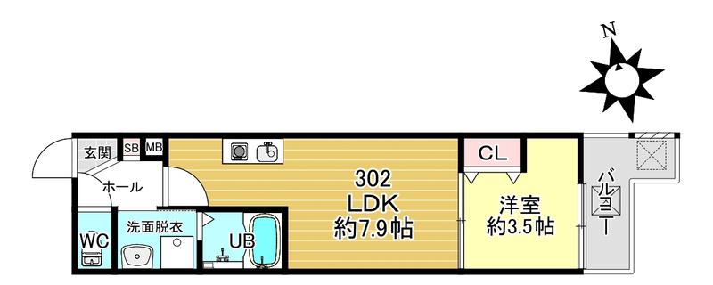 BKB仙石屋敷(1LDK/3階)の間取り写真