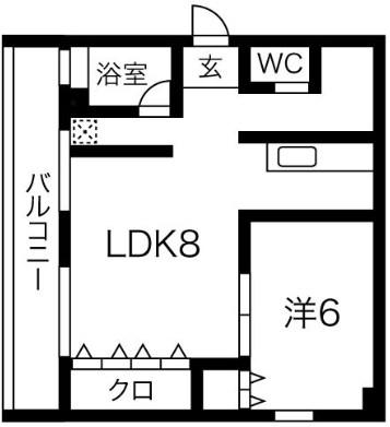 グランドハイツ浜甲子園(1LDK/4階)の間取り写真