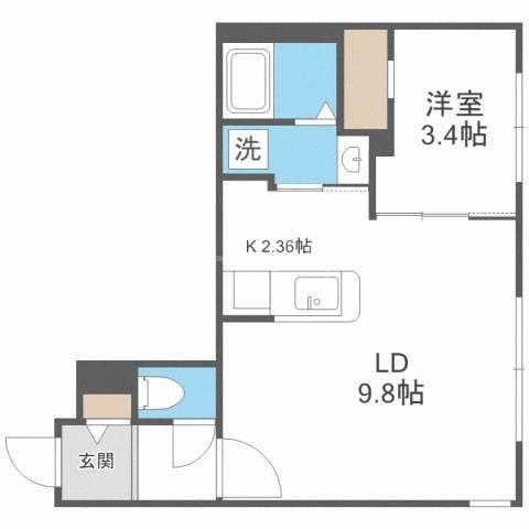 LA CASA DEL SOLE(1LDK/3階)の間取り写真