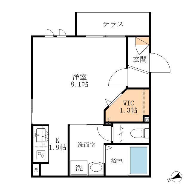 タウンコート清住(1K/1階)の間取り写真