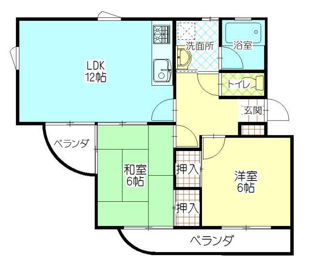 グランドール玉穂(2LDK/2階)の間取り写真