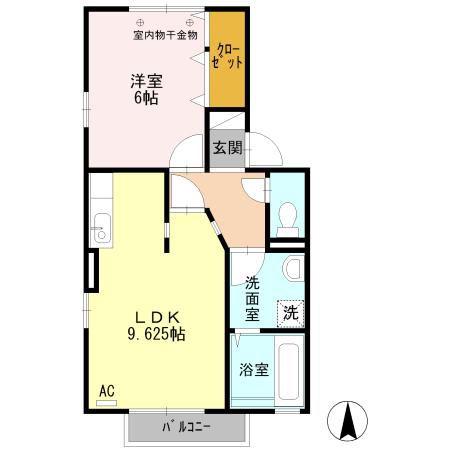 ヴィラサンマリン(1LDK/2階)の間取り写真