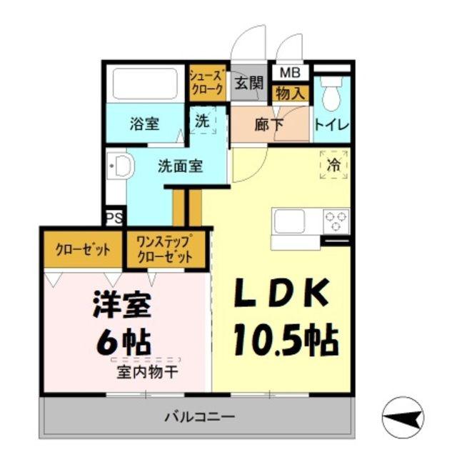 レーヴ2(1LDK/2階)の間取り写真