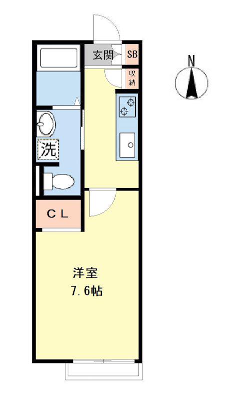 グレース氷川台(1K/2階)の間取り写真