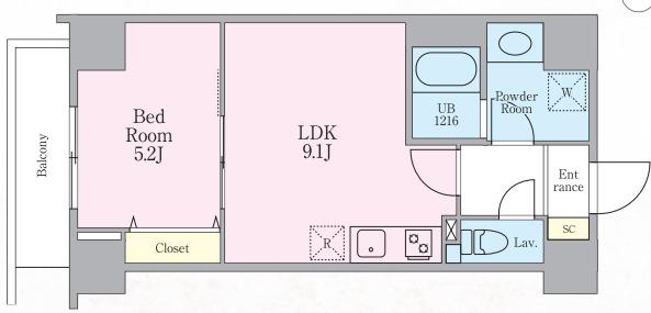 レイ両国(1LDK/5階)の間取り写真