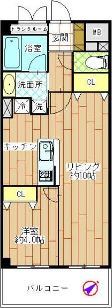ファリーチェ成瀬(1LDK/2階)の間取り写真