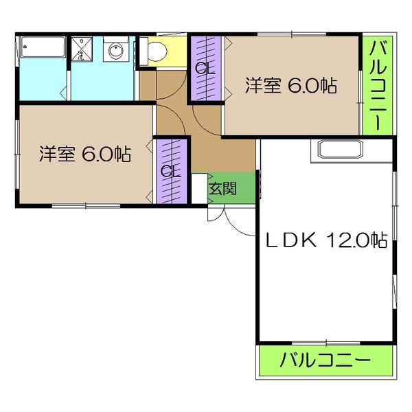 NEWBEGINING(2LDK/1階)の間取り写真