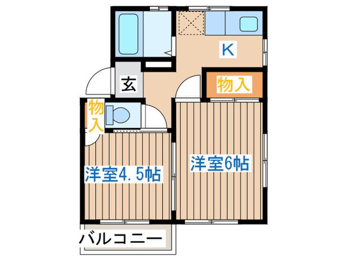 エイカーズ向山(2K/2階)の間取り写真