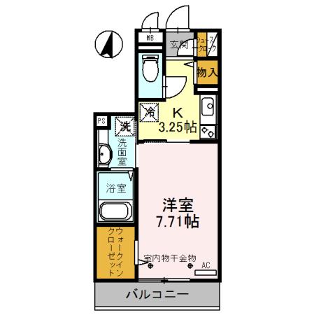 ル・ブラン立花(1K/2階)の間取り写真