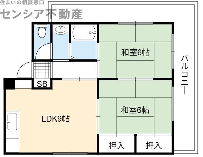 ビクトリーマンション雅(2LDK/5階)の間取り写真