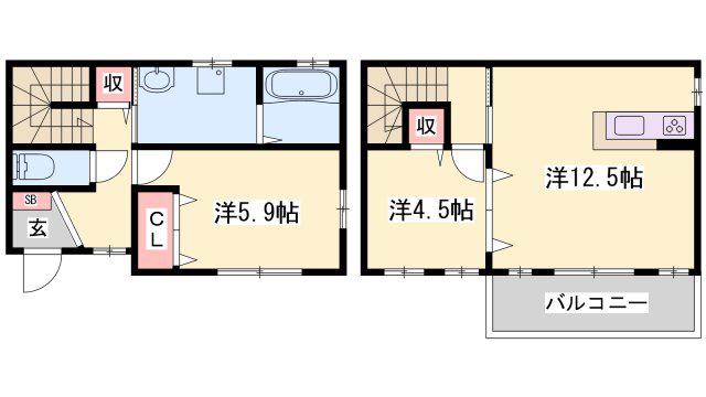 ノーブルハイツ(2LDK/1階)の間取り写真