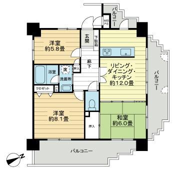 ライオンズガーデン緑ヶ丘(3LDK/3階)の間取り写真