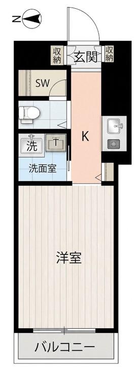 ペガサスマンション経堂(ワンルーム/2階)の間取り写真