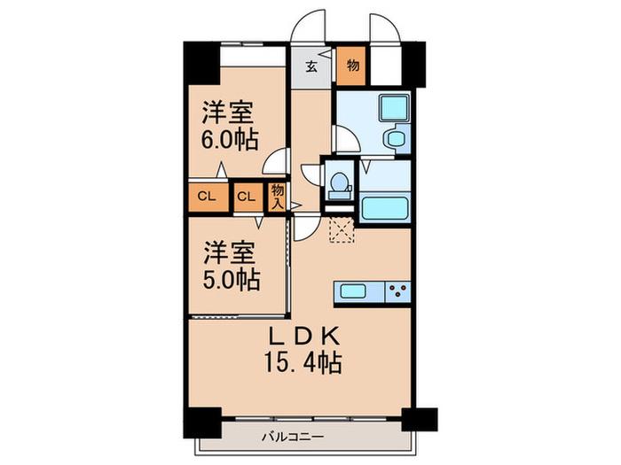 ルシエル(2LDK/2階)の間取り写真