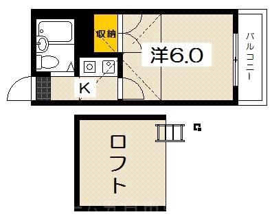 フルール(1K/2階)の間取り写真