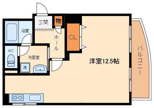 アニスヴェール玉手山(ワンルーム/2階)の間取り写真