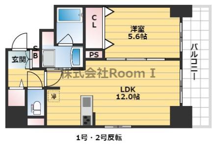 HISTOIRE玉造(1LDK/5階)の間取り写真