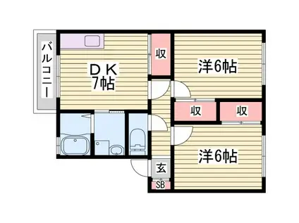 蒲田SOLSTAGE(2DK/1階)の間取り写真