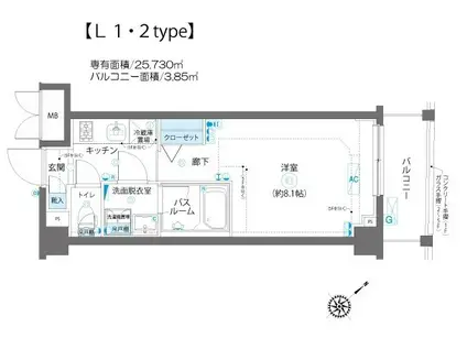 AELL蒲田南(1K/3階)の間取り写真
