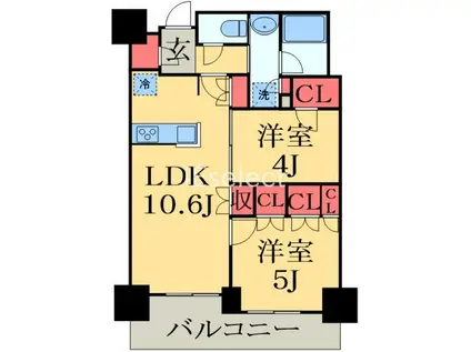 新日本EXビル(2LDK/12階)の間取り写真