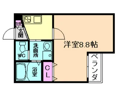 ノイヴェル姫島(1K/2階)の間取り写真