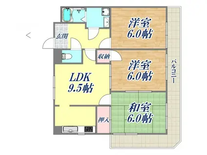 コートスミュー(3LDK/3階)の間取り写真