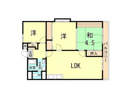 メゾン霞ヶ丘(3LDK/4階)の間取り写真