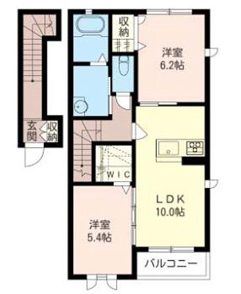 グロワール(2LDK/2階)の間取り写真