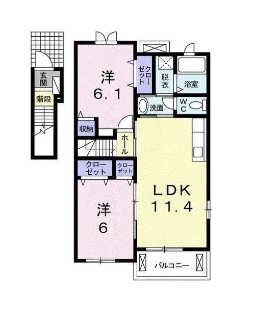 サニーフラット・ペーナ(2LDK/2階)の間取り写真