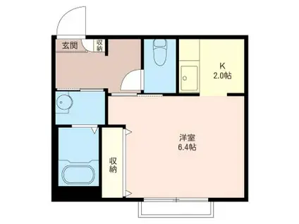 エル・ヴィラージュ小杉(1K/2階)の間取り写真