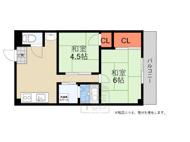 三功マンション(2K/4階)の間取り写真