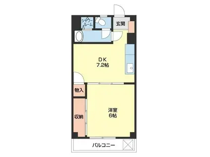 ハウスブルーネ(1DK/4階)の間取り写真