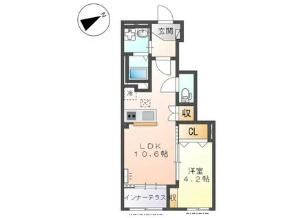 ブルーベリー(1LDK/1階)の間取り写真