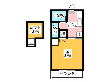 アルフ21(1K/2階)の間取り写真