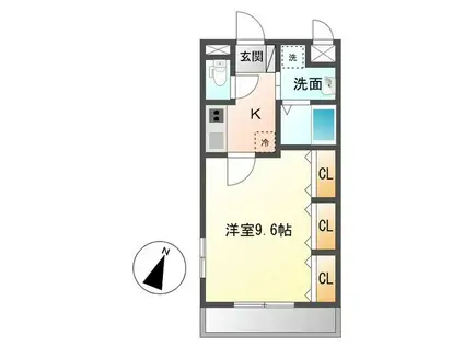 ビレッジ高坪II(1K/2階)の間取り写真