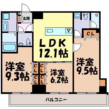 さくらHILLS NISHIKI PLATINUM RESIDENCE(3LDK/14階)の間取り写真